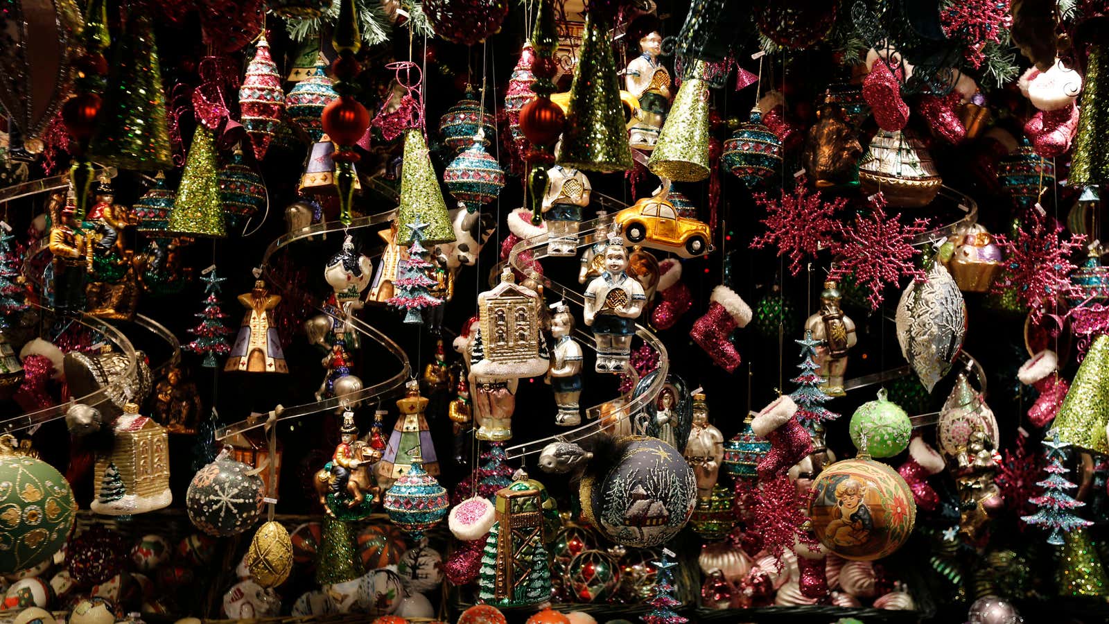 Christmas ornaments at a market in Germany.