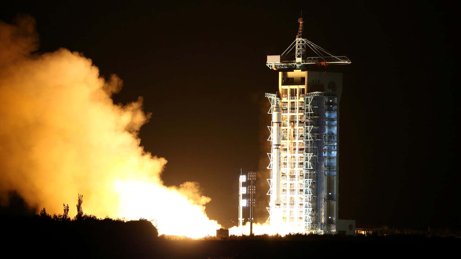 The rocket carrying the first  quantum satellite takes off in Jiuquan, China on August 16, 2016.