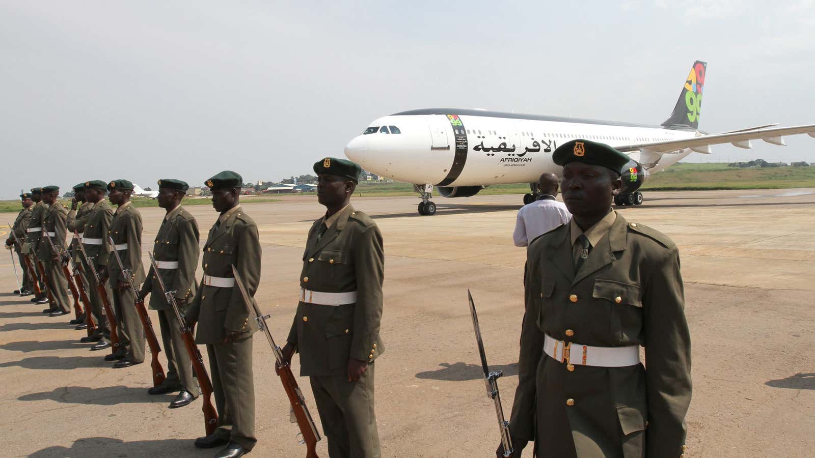 Members of Ugandan army at the Entebbe International Airport.