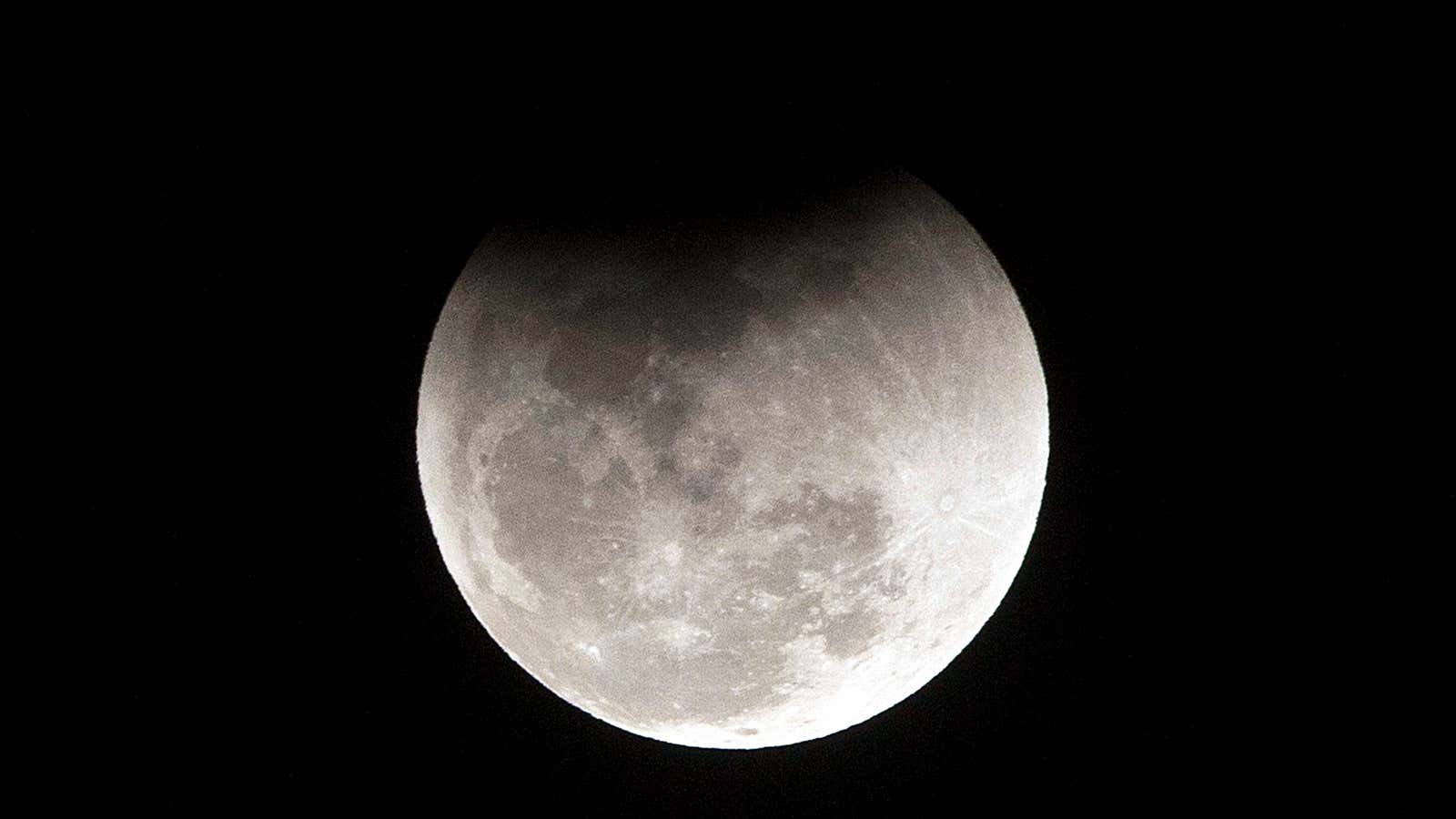 The moon seen from Gauhati, India in January 2018.