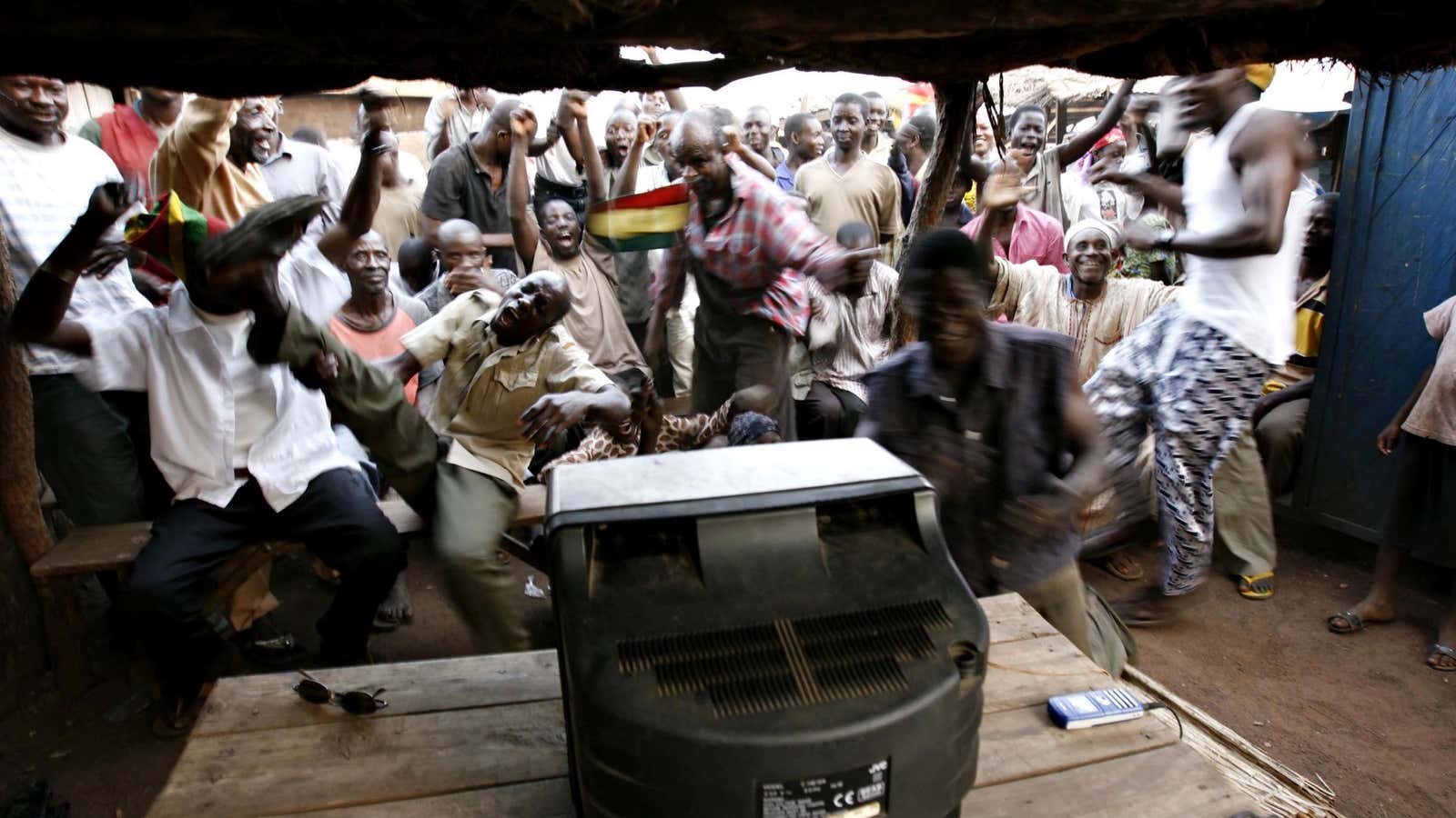 Watching a match in Tamale, Ghana.