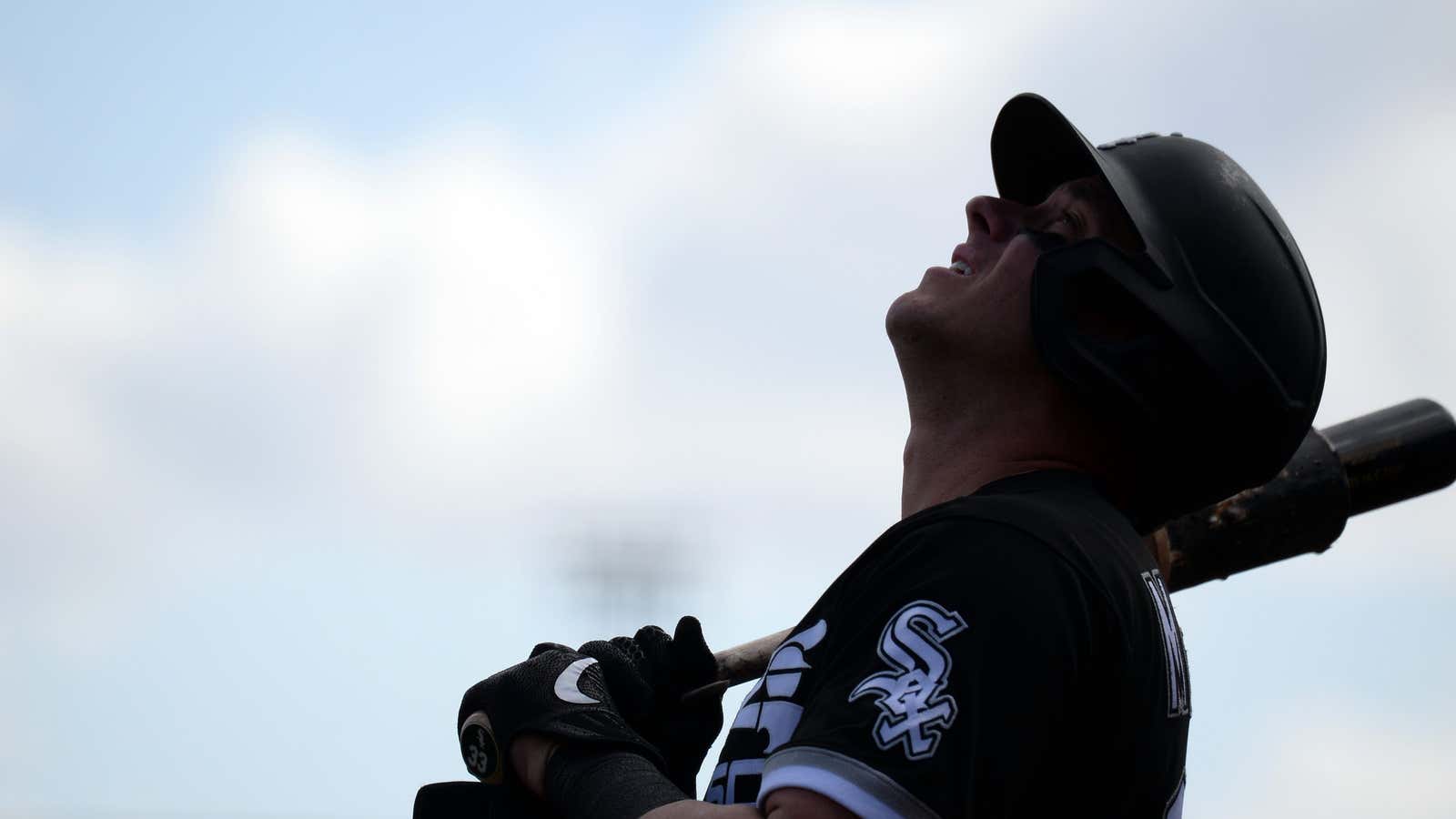 Mar 2, 2020; Phoenix, Arizona, USA; Chicago White Sox catcher James McCann (33) waits on deck against the San Diego Padres during the fourth inning…