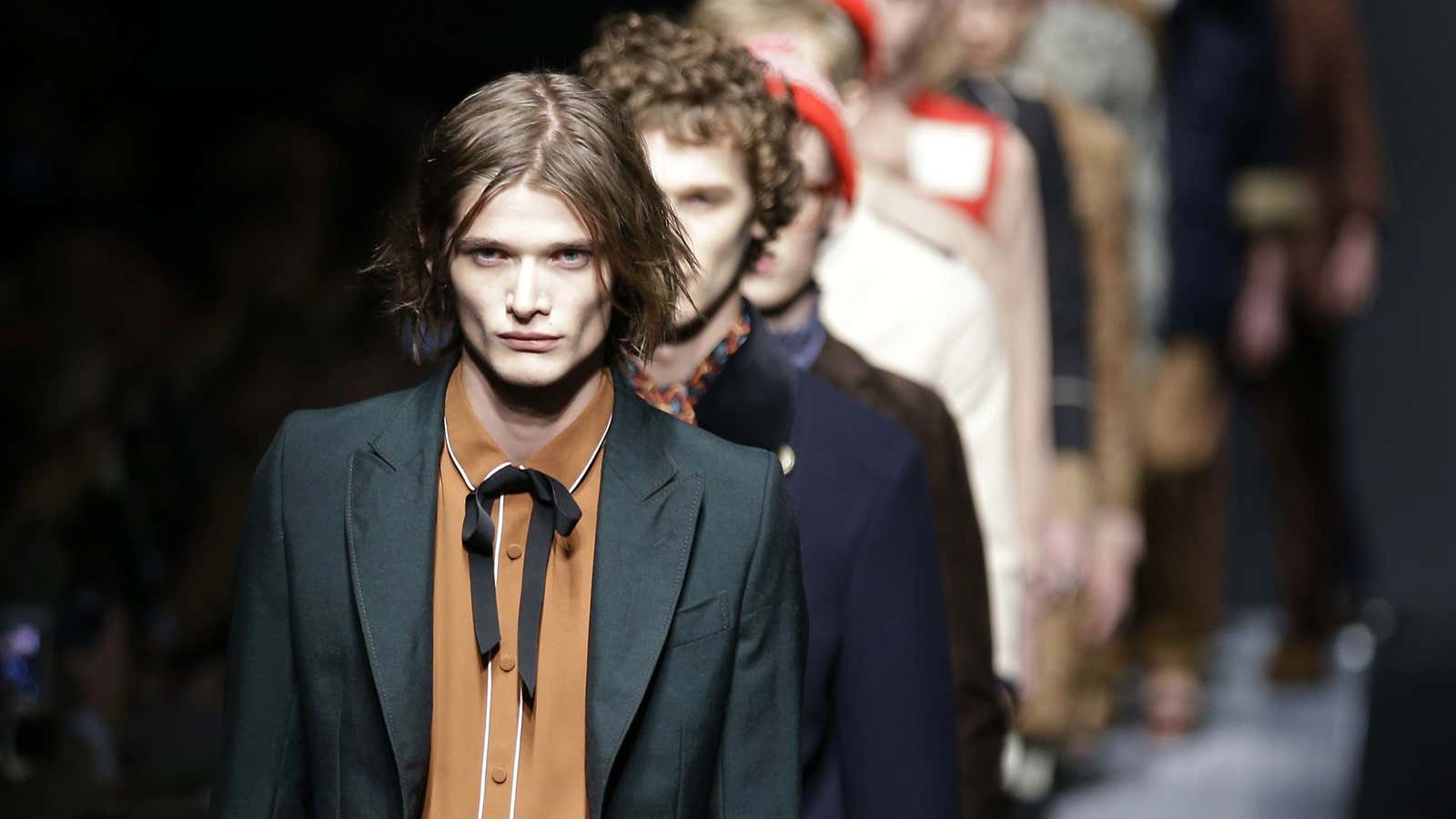 Models in Gucci’s fall 2015 men’s collection.