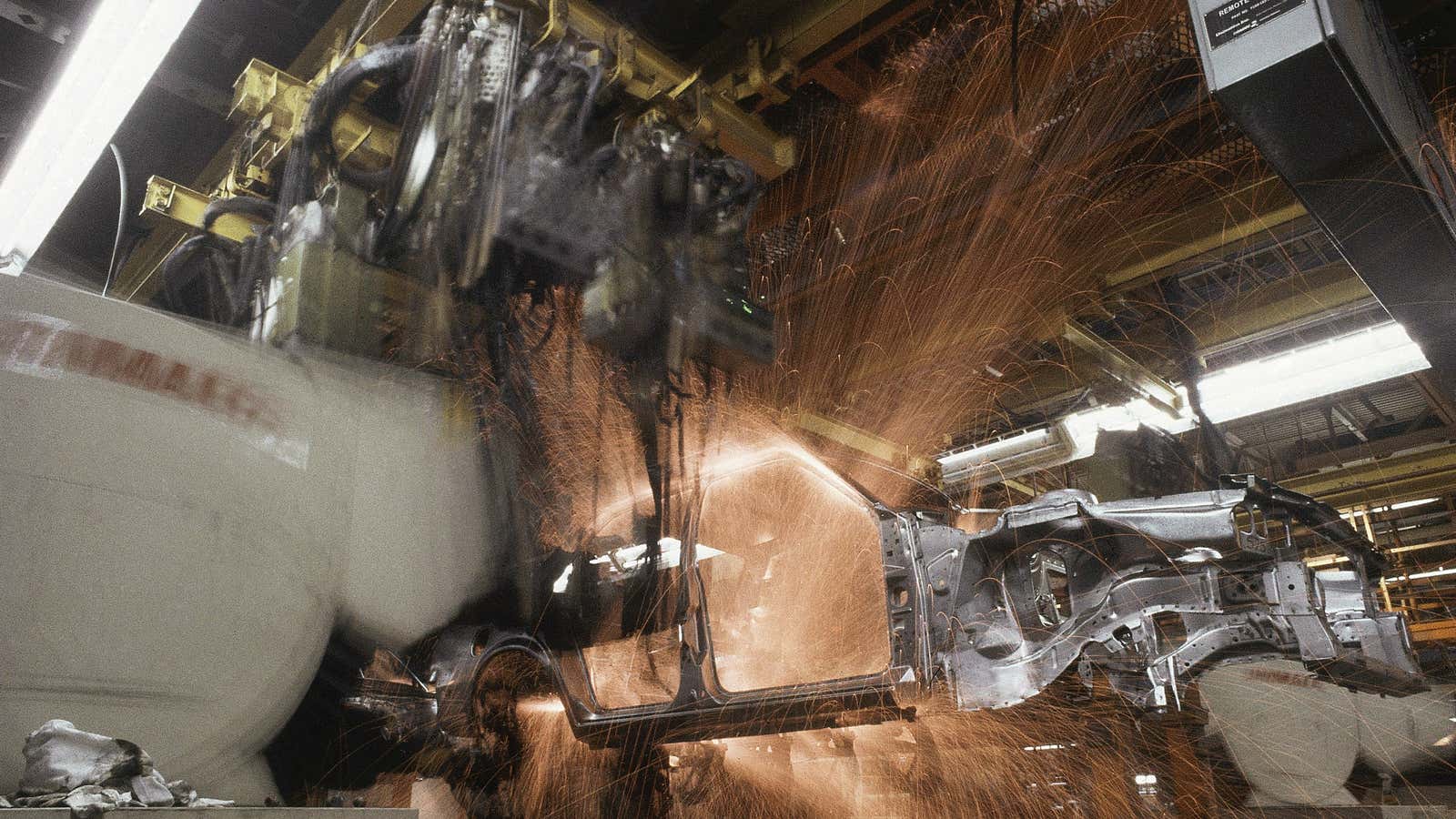 A robot welder at the General Motors plant in Lordstown, Ohio, in 1983.