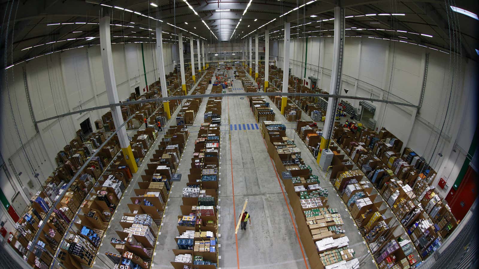 Why worry? The interior of an Amazon warehouse.