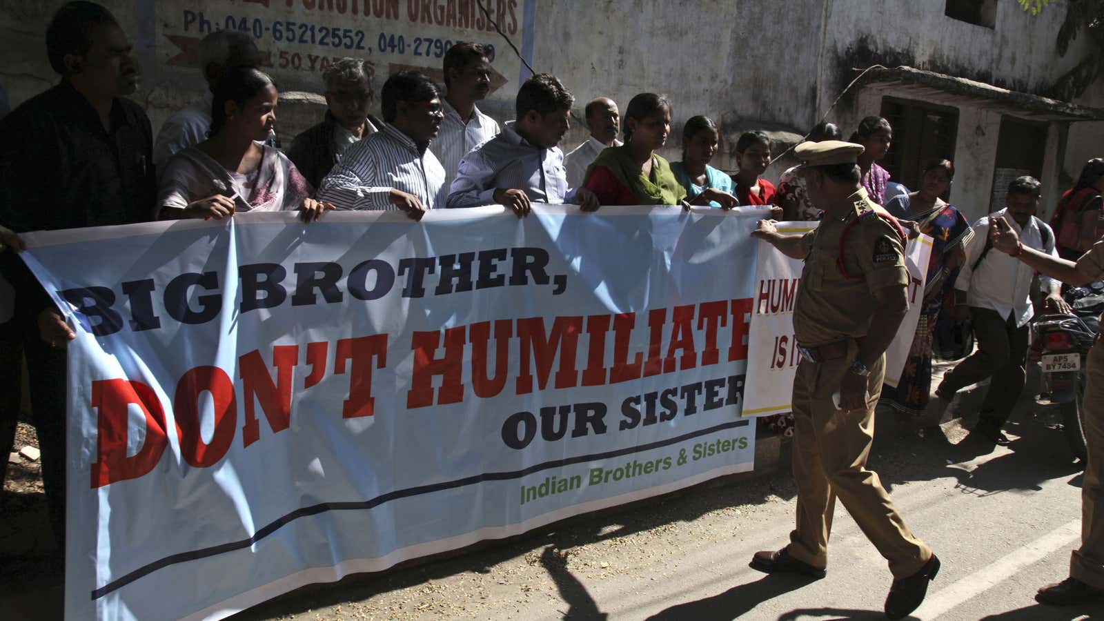 A group of Indians protest the arrest of Devyani Khobragade outside the US consulate in Hyderabad.