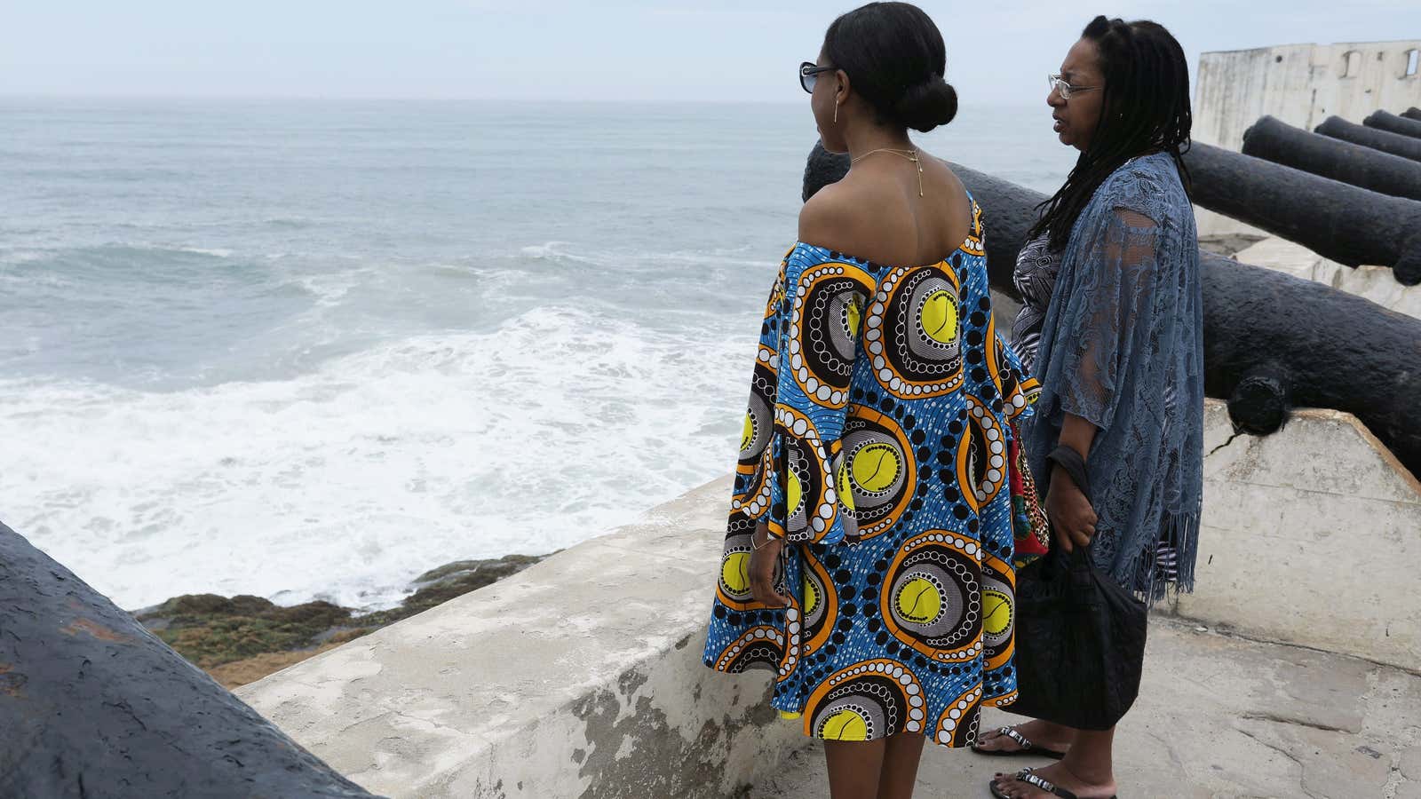 African American tourists visit the Cape Coast castle in Ghana in 2019.