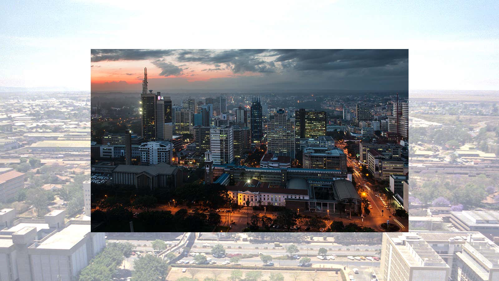 The right solutions for its youth will help cities across the sub-Saharan region grow like Nairobi, shown in 1980 (pictured: background) and 2015 (pictured: foreground).