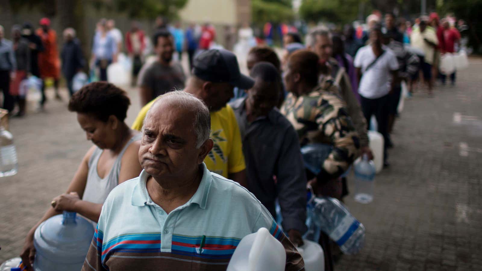 Waiting for a water handout.