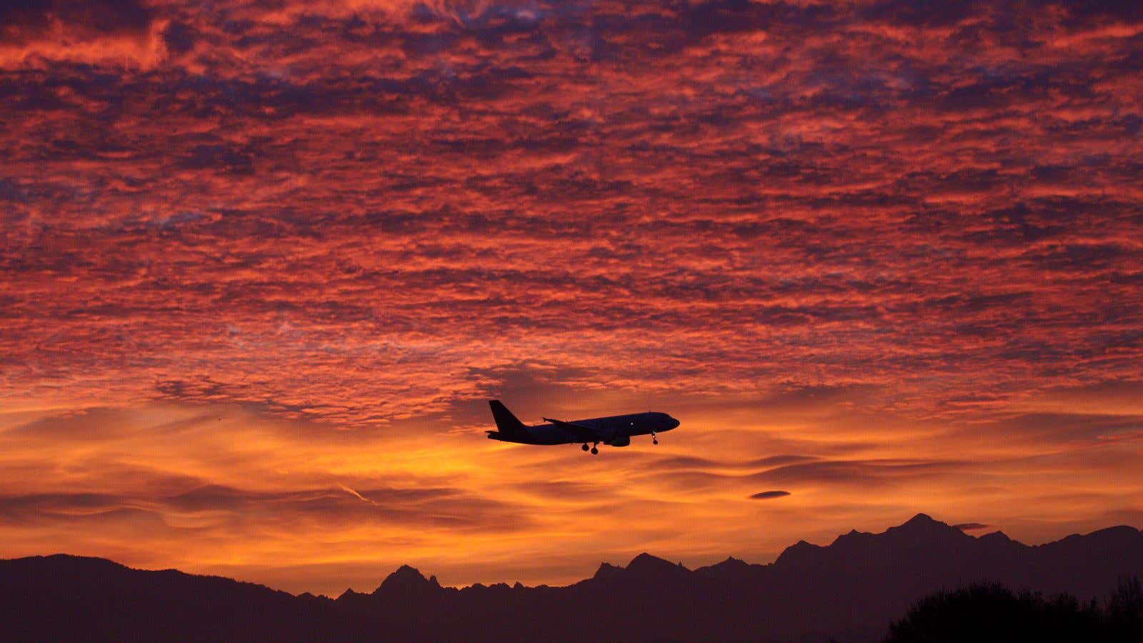 At least pollution is creating some spectacular sunsets to watch from planes.