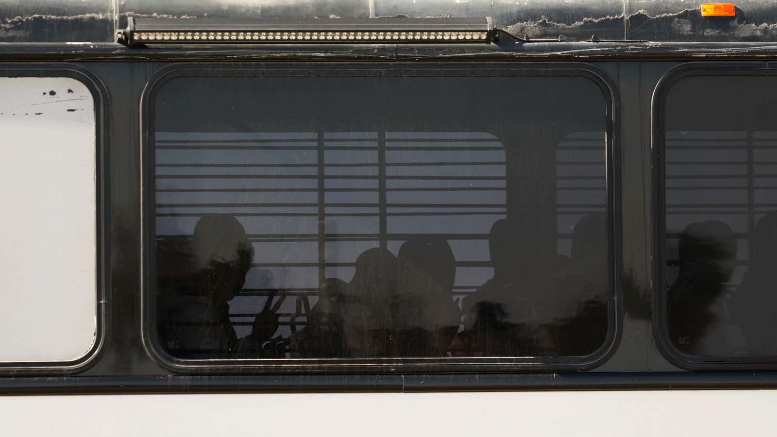 Immigration detainees at a federal prison in California.