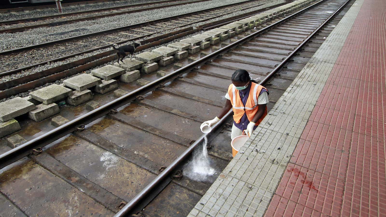 The waste dumped by the trains corrodes tracks.