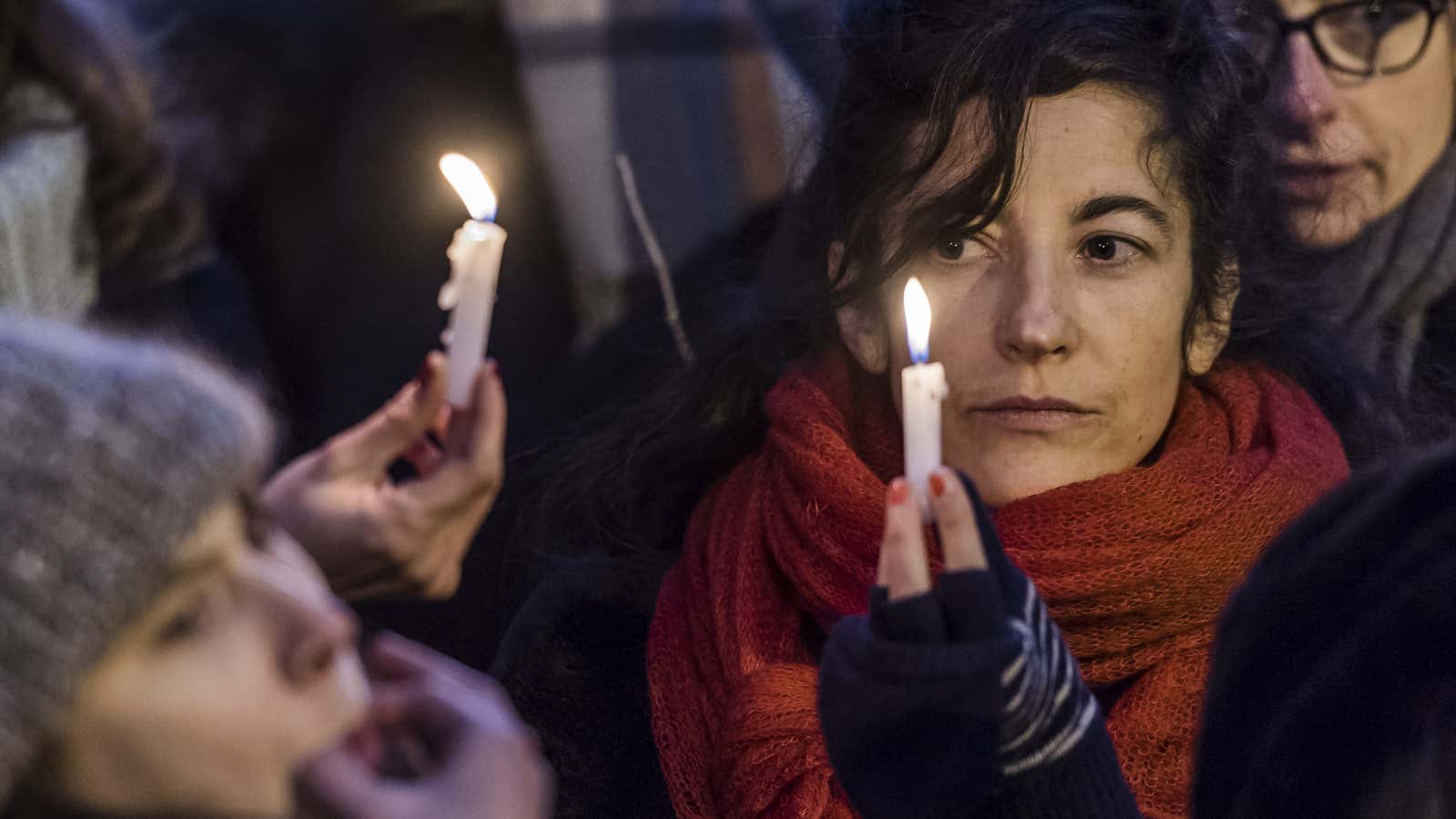 Women march in solidarity in Brussels.