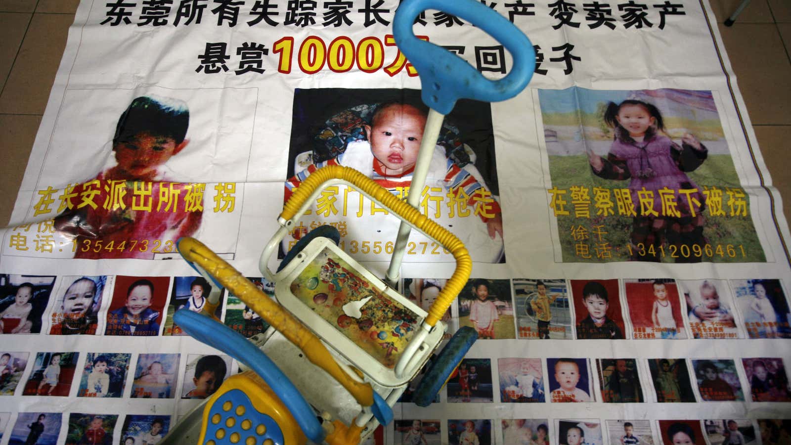 A poster of children gone missing in Guangdong province.