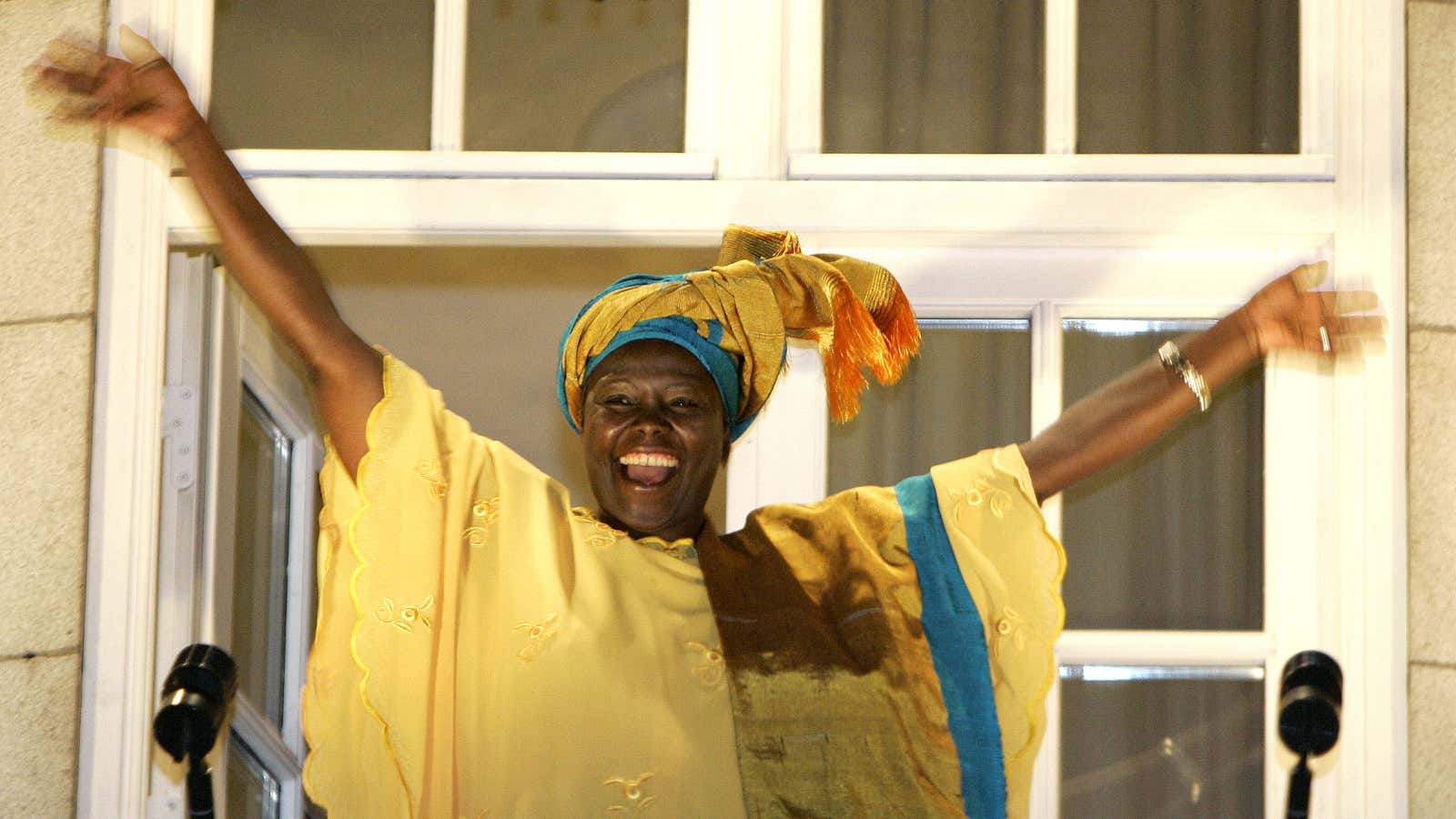 Wangari Maathai, the first African woman to win the Nobel Peace Prize.