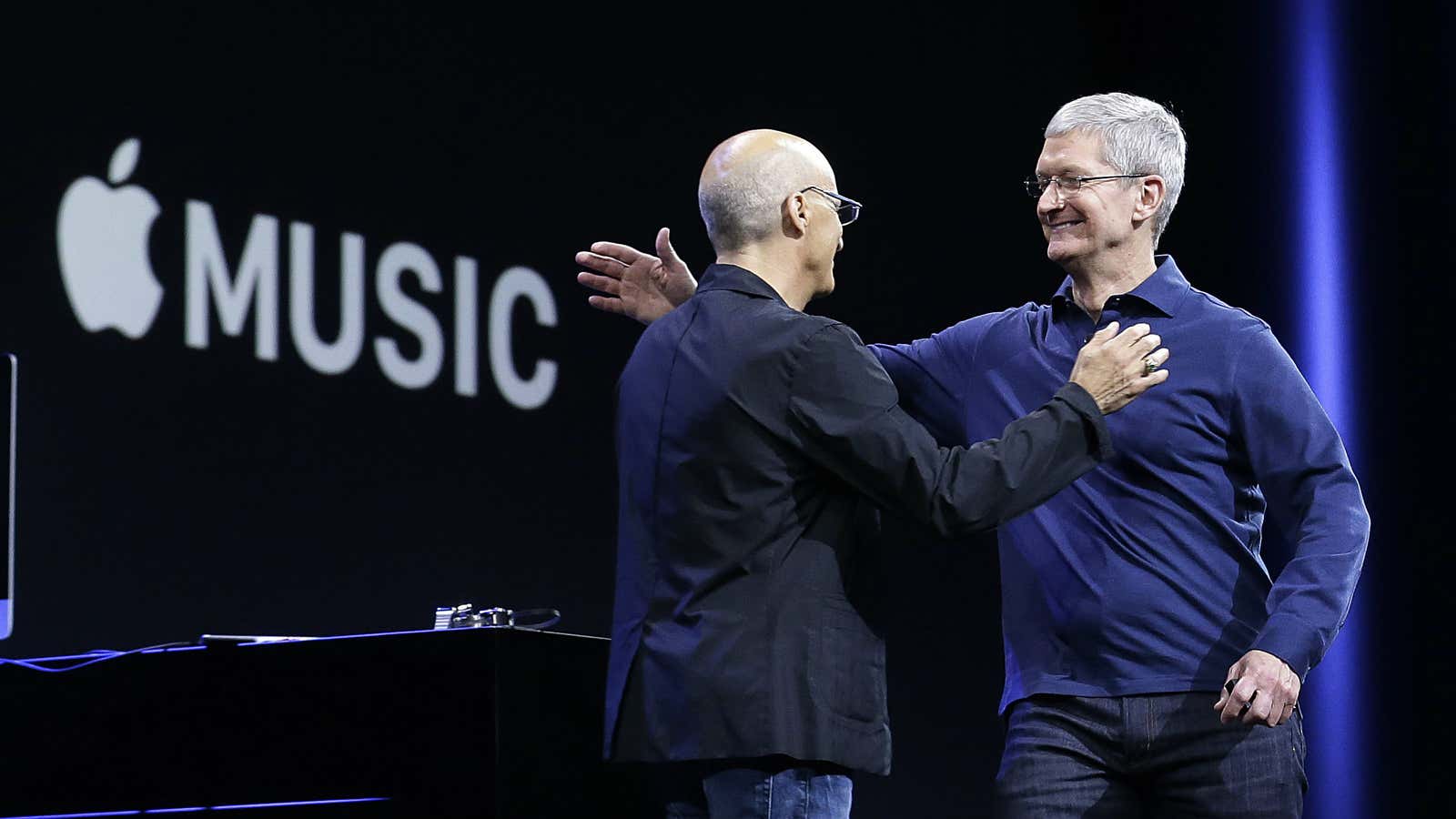 Apple CEO Tim Cook with Beats co-founder Jimmy Iovine