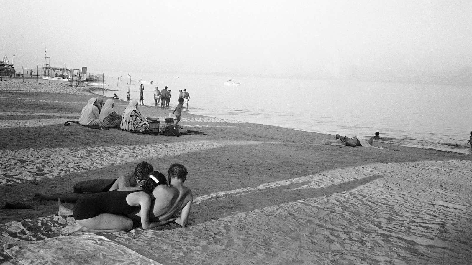 Egyptian tourists in Sinai, 1985.