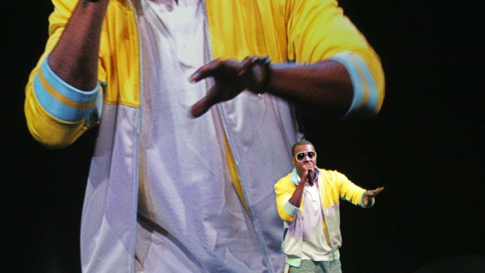 In 2005 Kanye West performed at the announcement of the iPod Nano, where he presumably met Steve Jobs and stole some of his power.