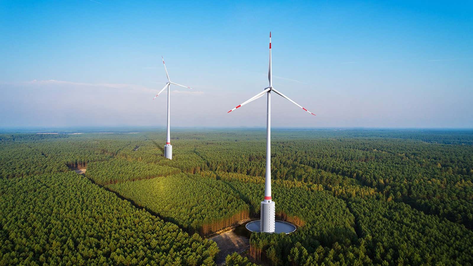 Wind-powered water towers.