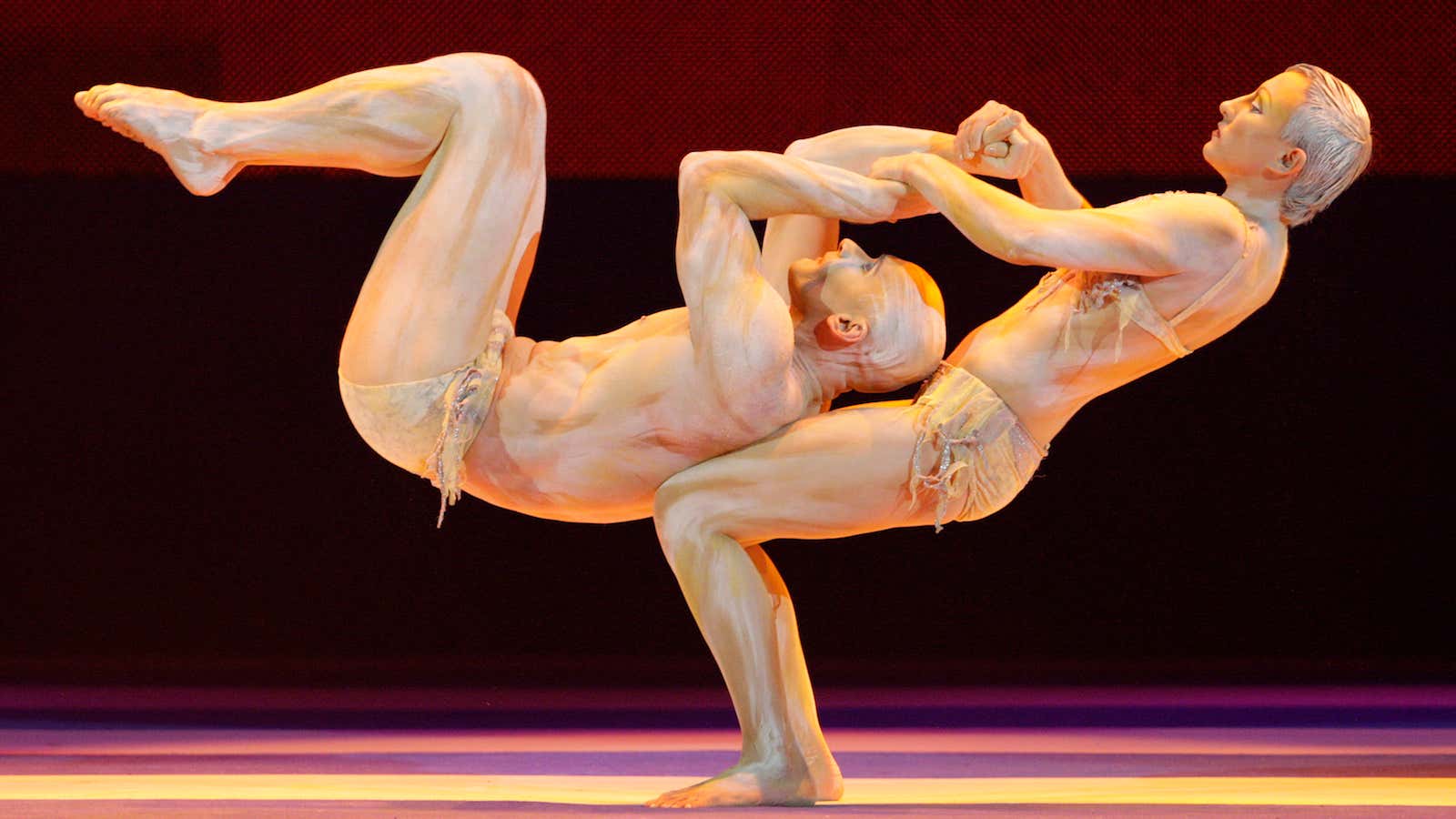 Members of Cirque de Soleil perform during the Brazilian soccer championship awards ceremony in Rio de Janeiro December 7, 2009. REUTERS/Sergio Moraes (BRAZIL SPORT SOCCER)…