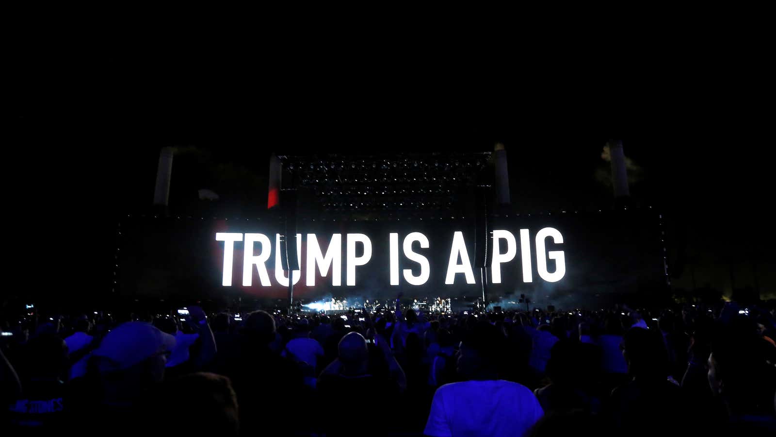 A visual display during Roger Waters’ performance at Desert Trip.