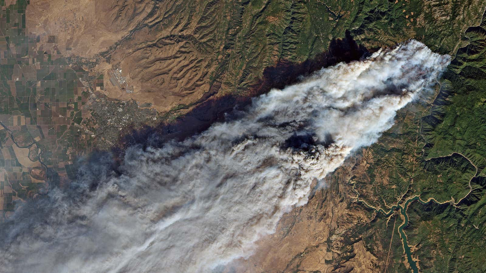 The Camp Fire smoke as seen from space.