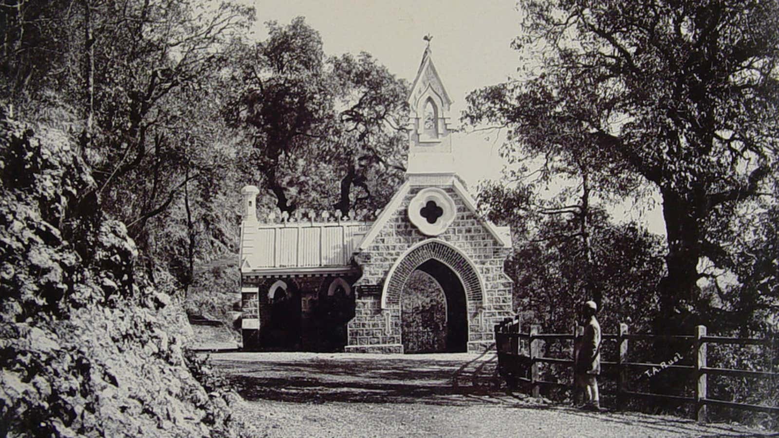 The lychgate of the Camel’s Back Road Cemetery.