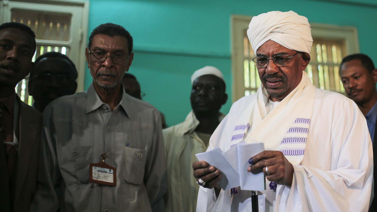 Supporters shouted “God is  greatest” as Bashir cast his ballot.