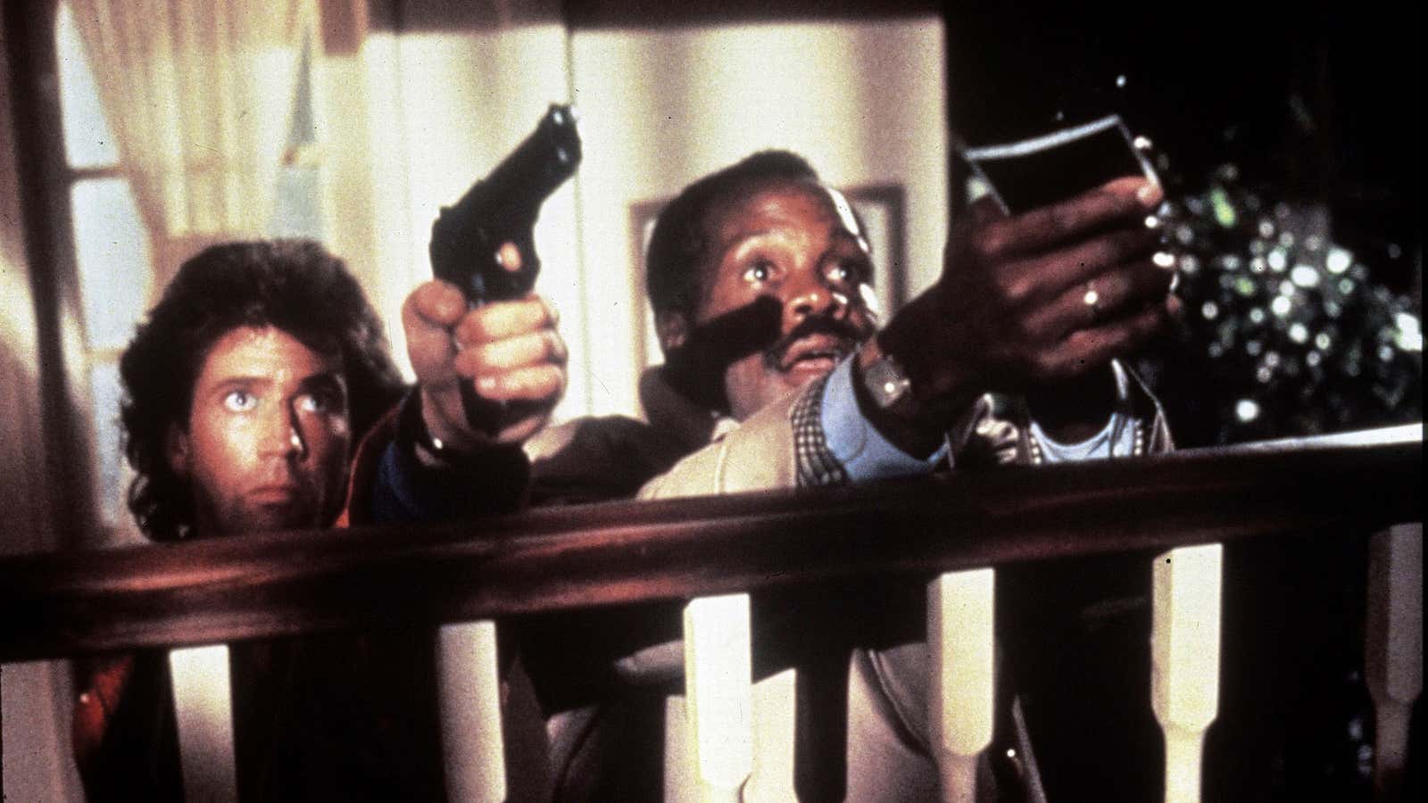 Riggs pulled a gun. Murtaugh pulled a Polaroid.