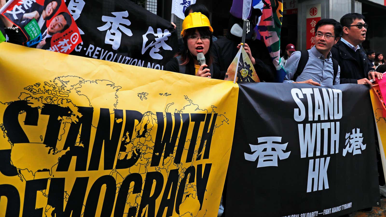 Hong Kong anti-government protesters in Taiwan in 2020.