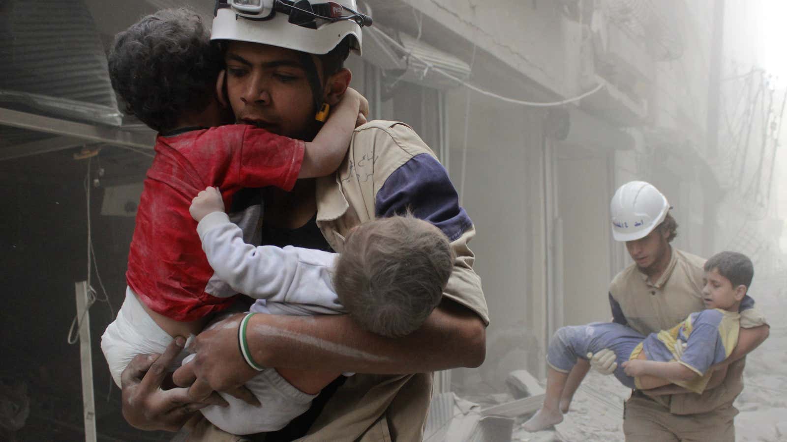 The White Helmets, a volunteer group of first responders in Syria, are among the subjects of one short documentary nominated for an Oscar award.