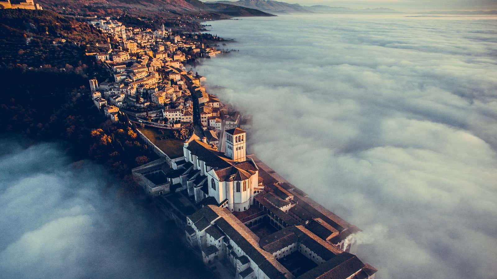 Up in the clouds above Umbria.