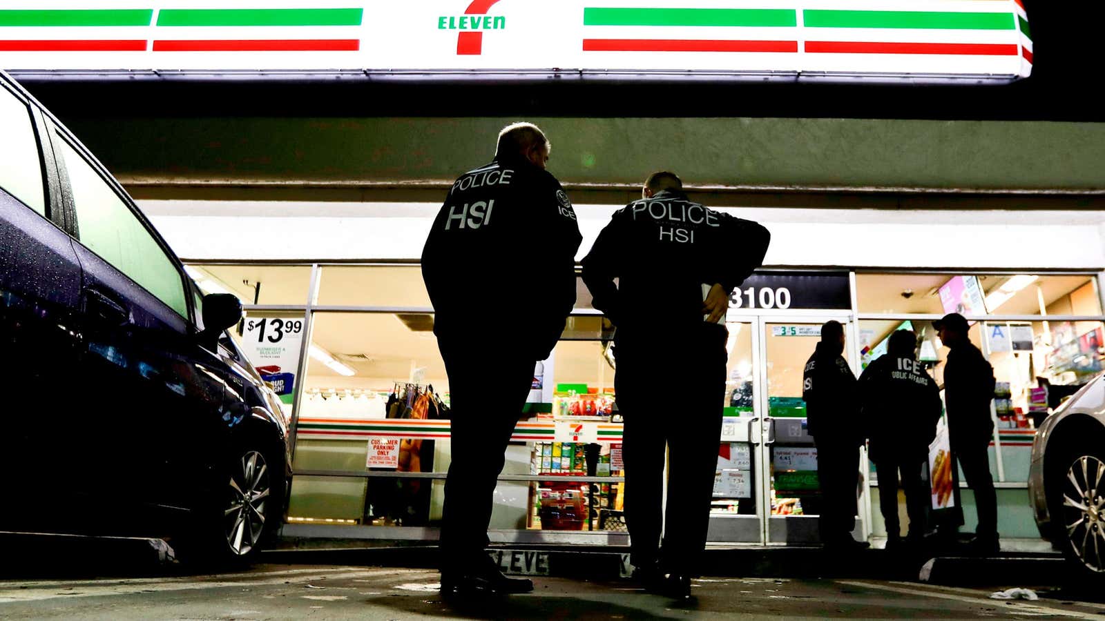 ICE agents at 7-Eleven in California.