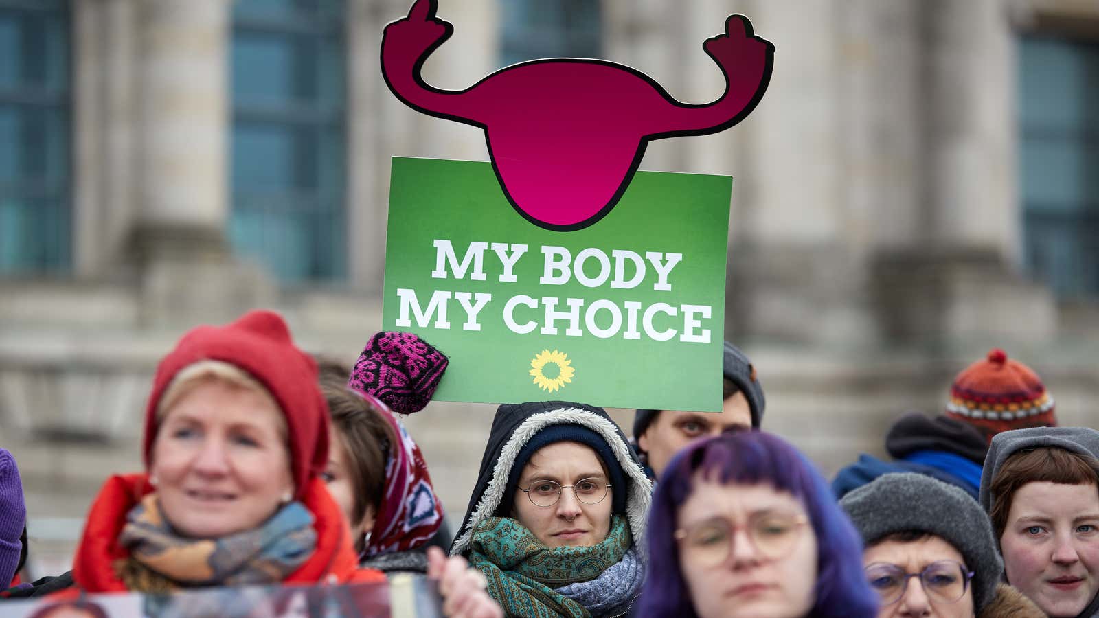 German women demand the right to abortion information.