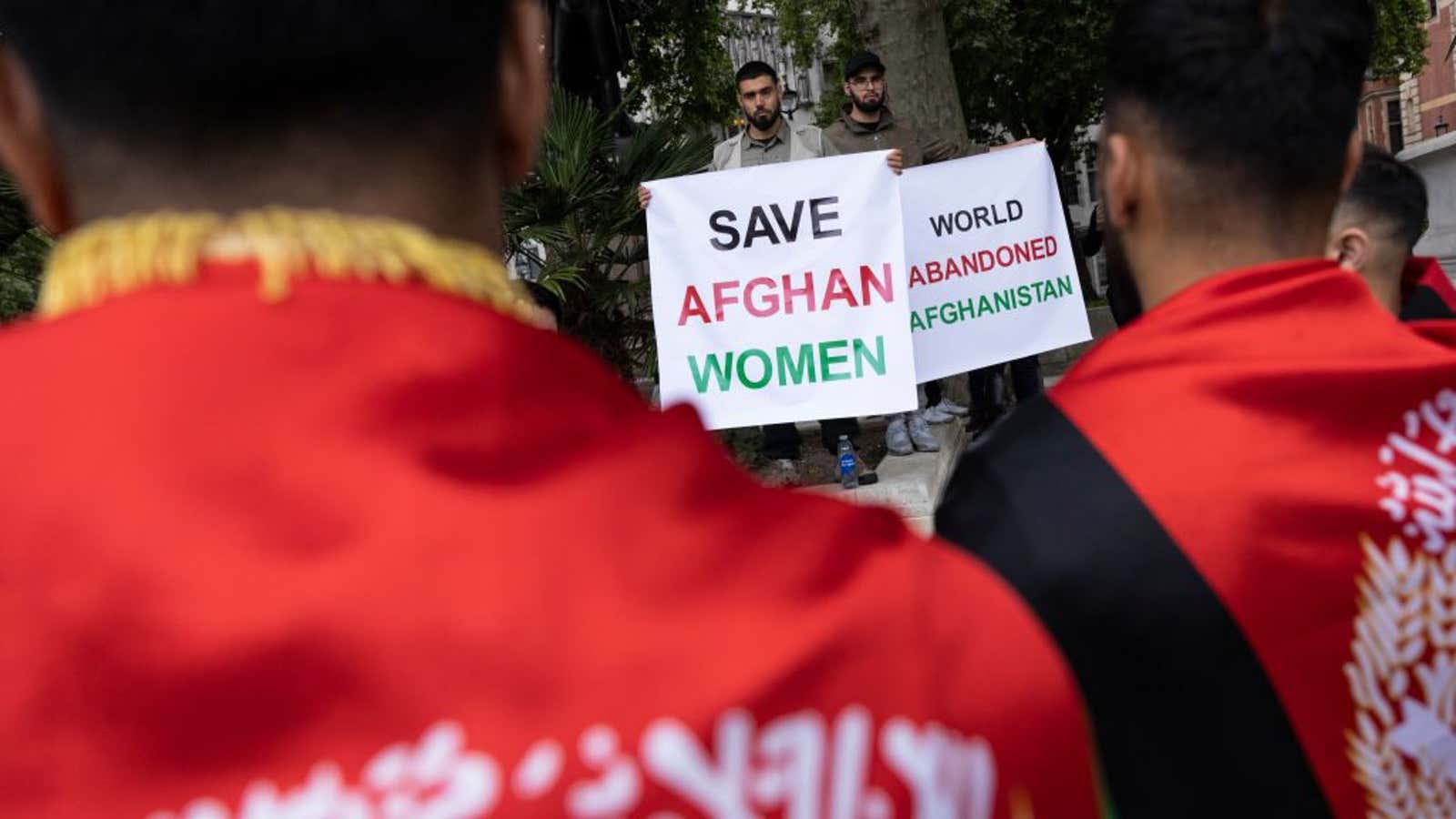 Protesters against the Taliban gather in London.