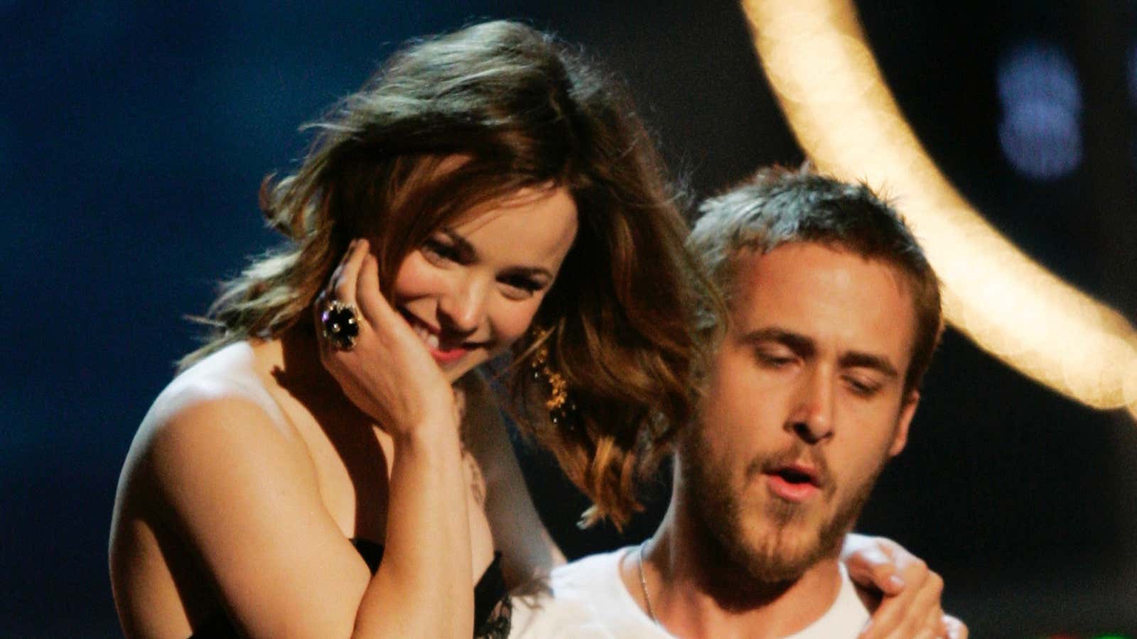 Actors Rachel McAdams and Ryan Gosling of the film “The Notebook,” which was based on Sparks’ blockbuster novel.