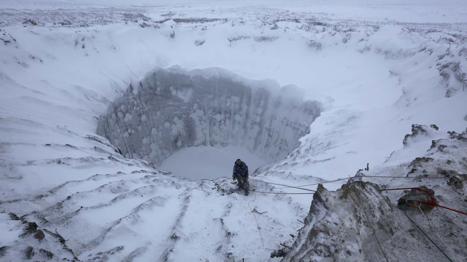 A crater in Northern Siberia.