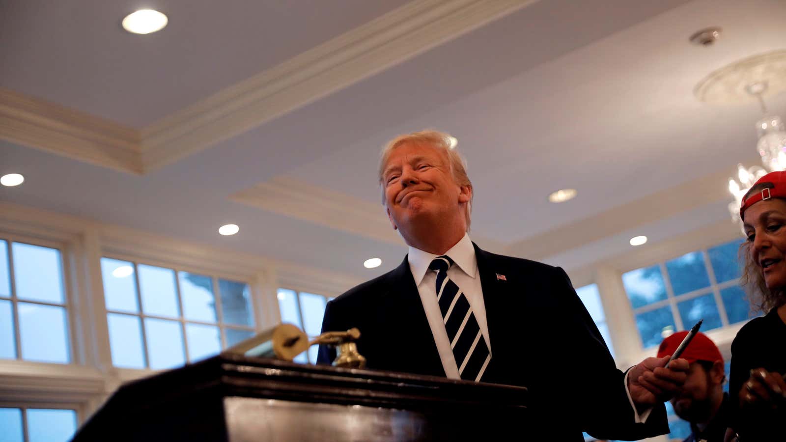 US president Donald Trump at his golf club in Bedminster, NJ.