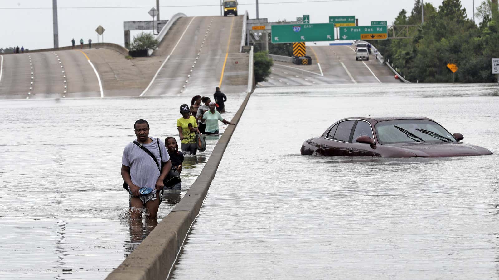Interstate 610, a federally-funded highway, flooded by Harvey.