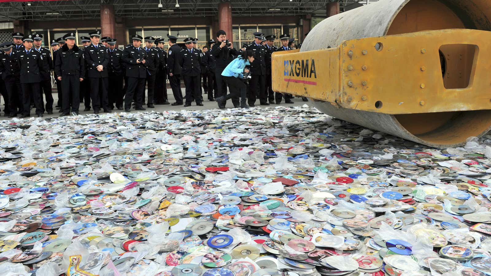 Bulldozing illicit DVDs won’t make them go away.