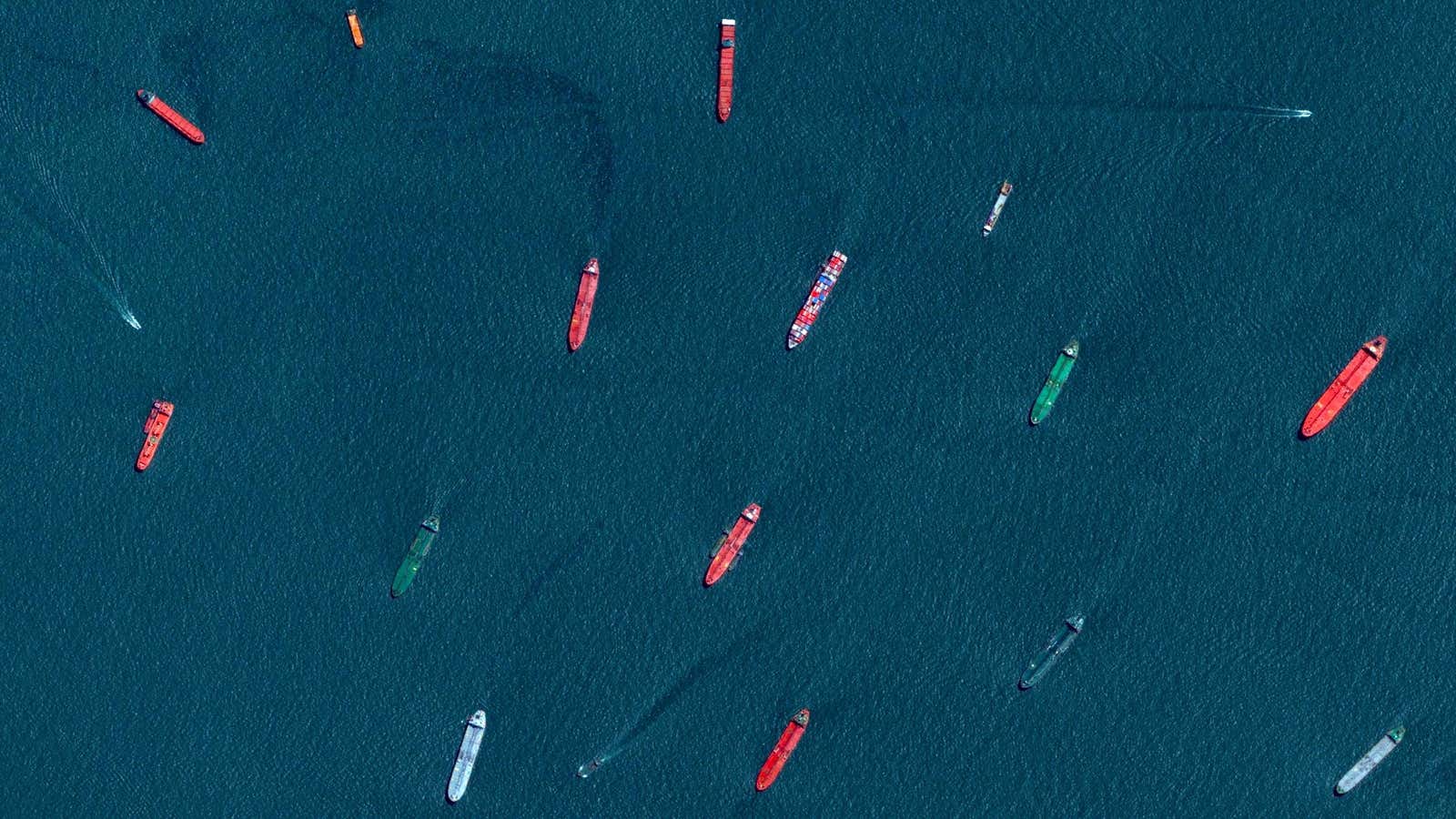 Tankers at the Port of Singapore.