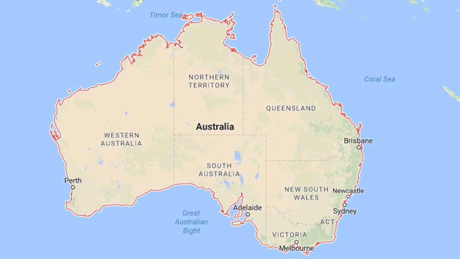 Your map of Australia is wrong.