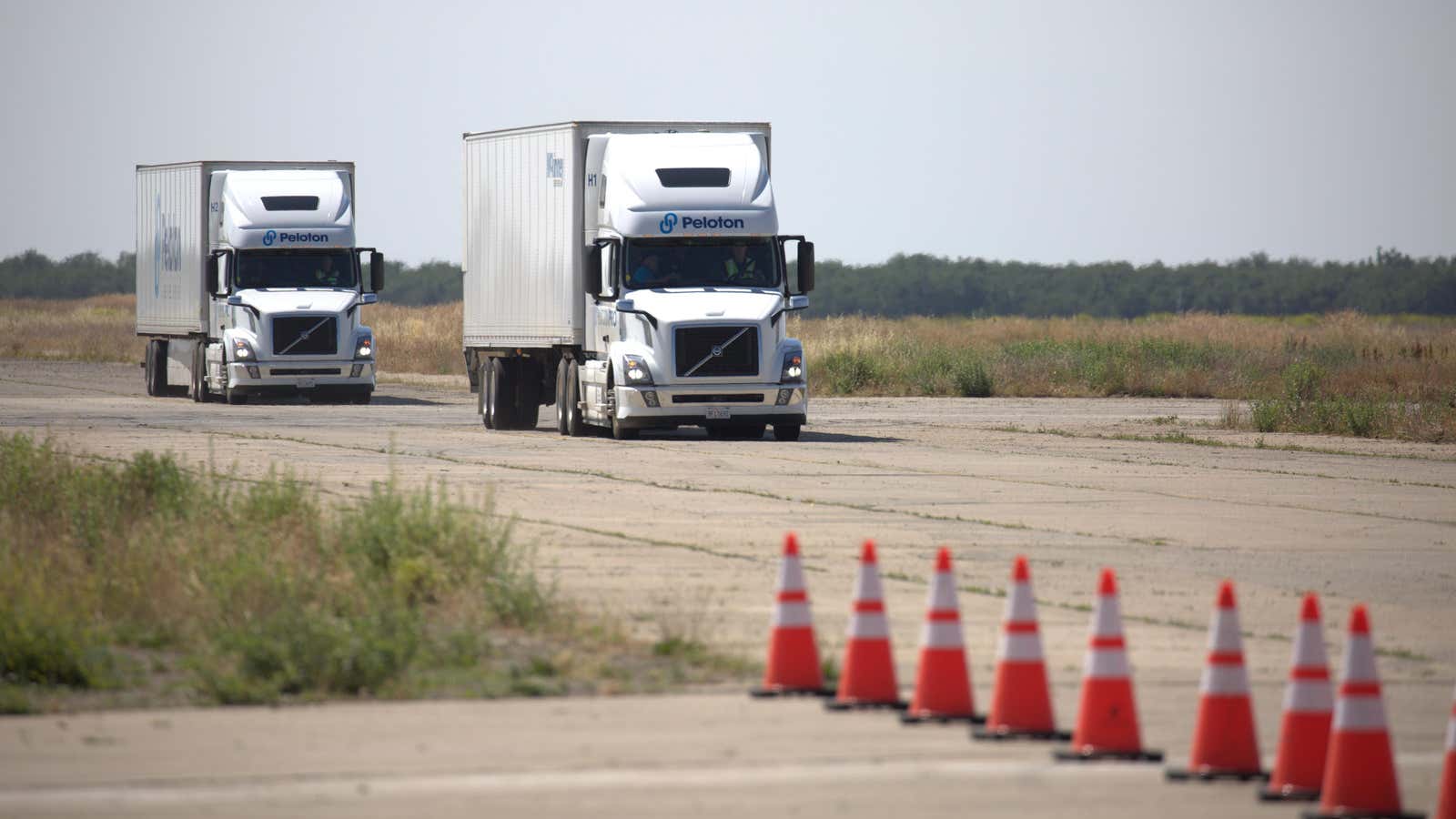 A Peleton self-driving semi on the test track.