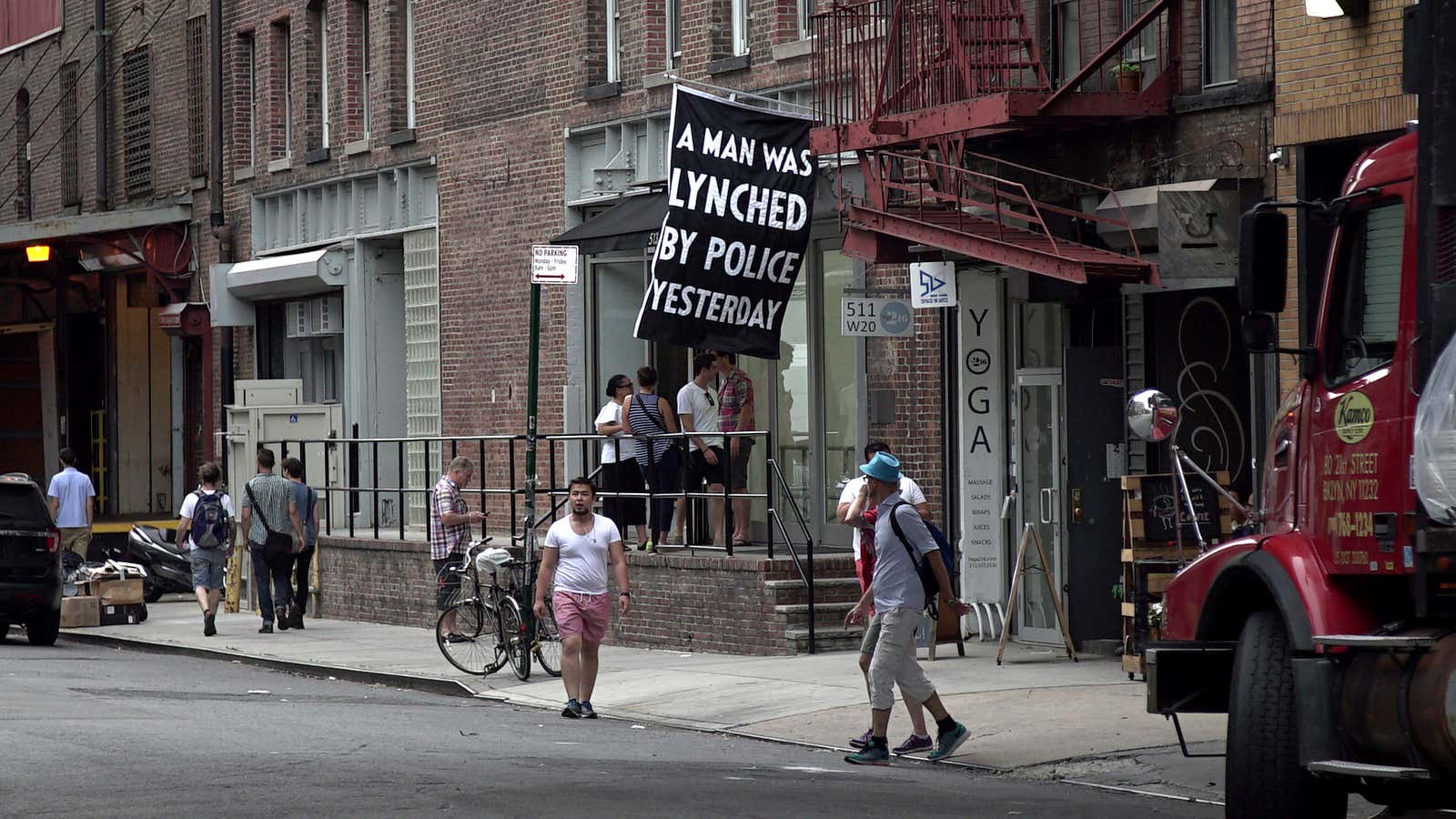 The flag outside of Jack Shainman in New York.