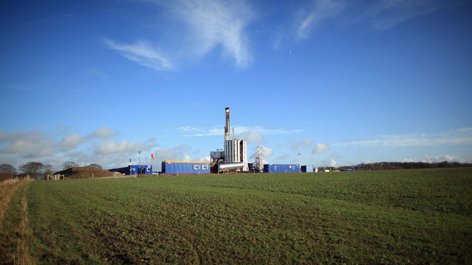 A drilling rig in Blackpool, England.