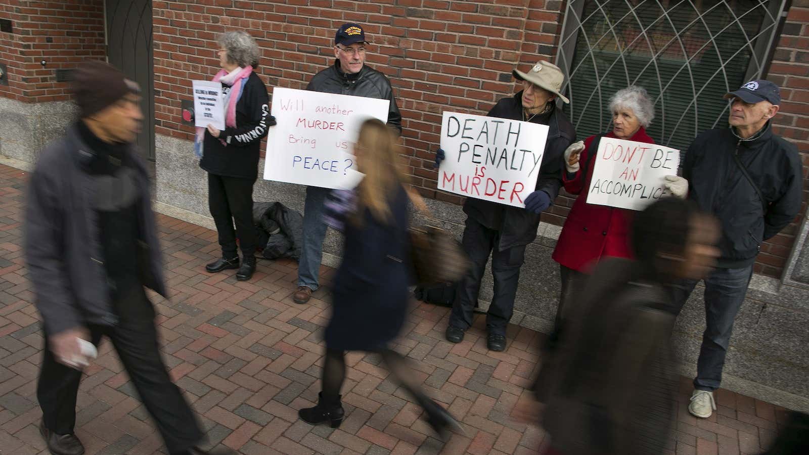 Outside Tsarnaev’s trial.