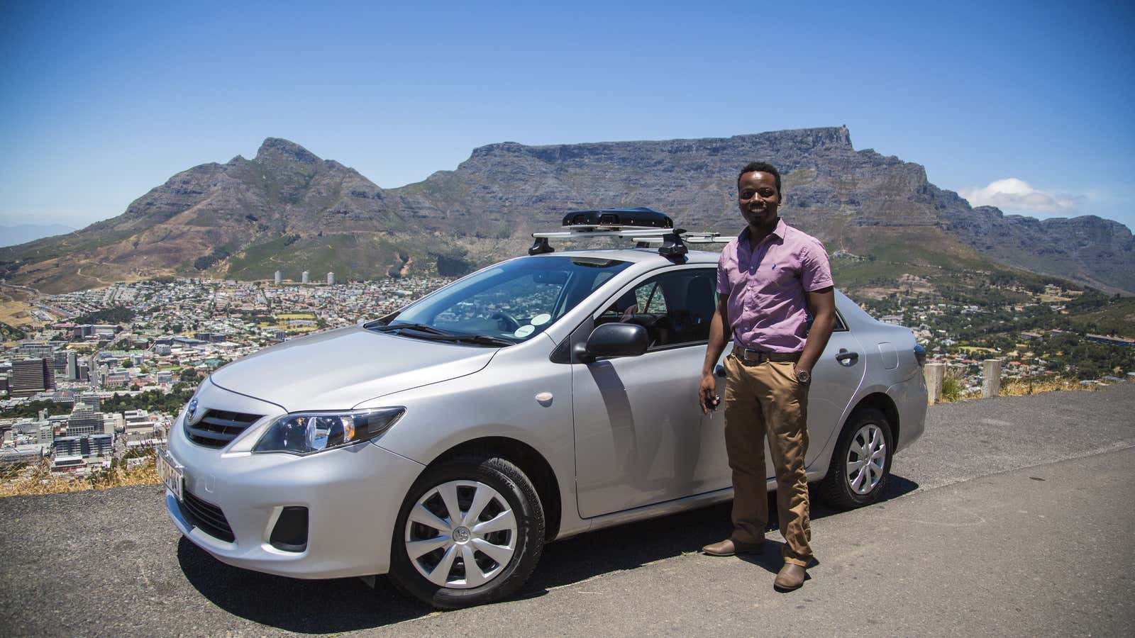 Driver-partners mapping vehicle in Cape Town.