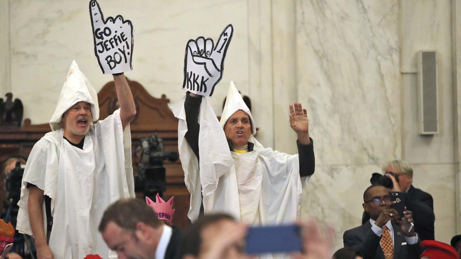 Not actual KKK members.