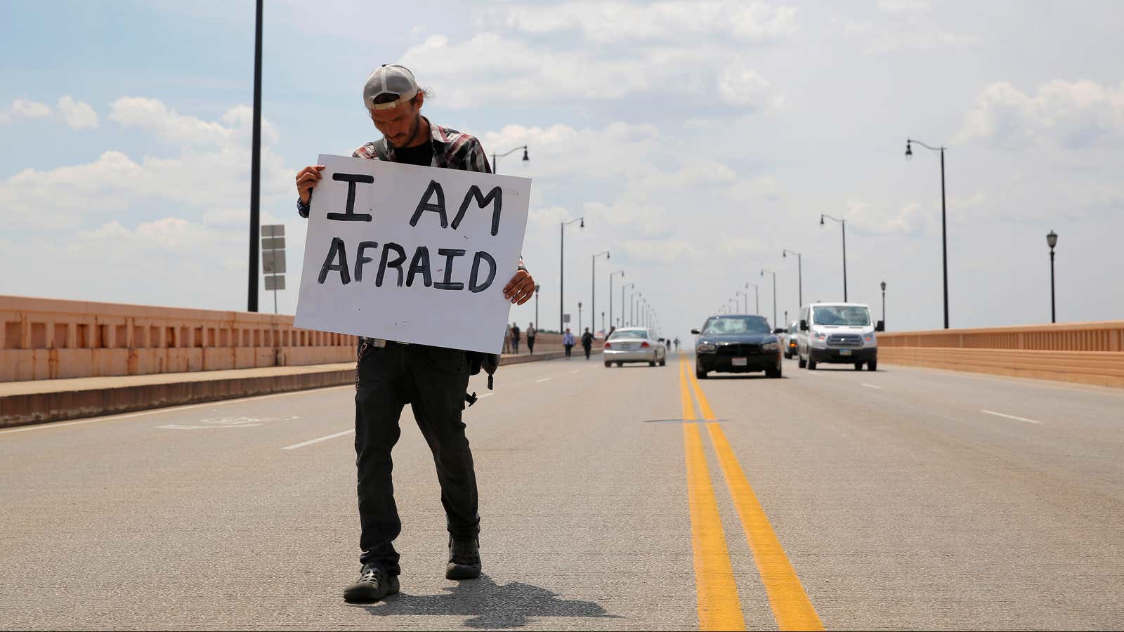 A protestor at the Republican National Convention in Cleveland.