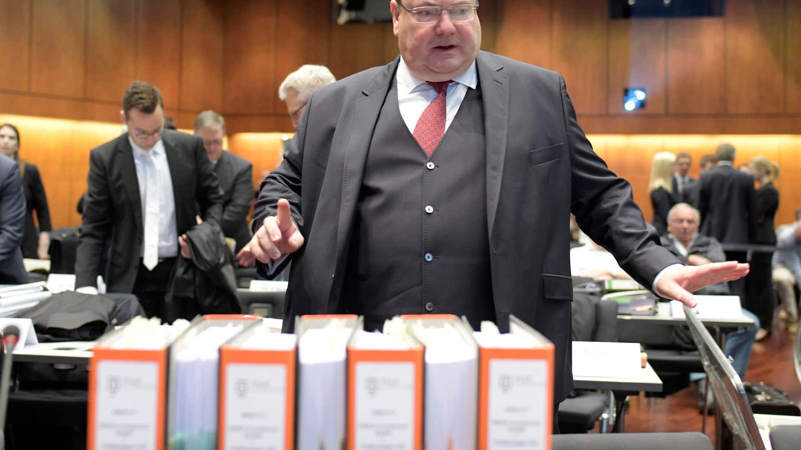 Prosecution lawyer Andreas Tilp on day one of the VW trial in Braunschweig.